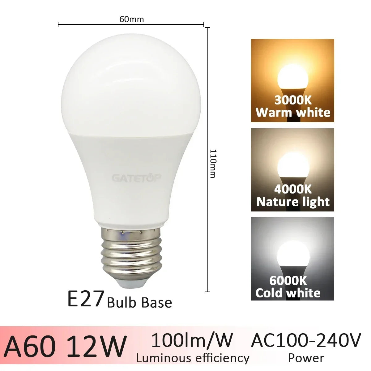 1-20pcs LED 3 Color Adjusted 3CCT（3000K 4000K 6000K）Bulb AC110V 220V E27 B22 Base Light Bulb  Memory Function Color Temp Reset Techelectronicx