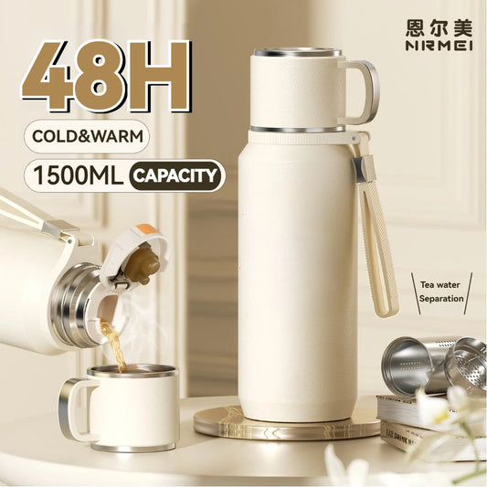 1.5L Thermos water bottle Stainless Steels Vacuum Flask Hot Coffee tea Water Heat Preservation Bottles Cold Tumbler drinkware TechElect