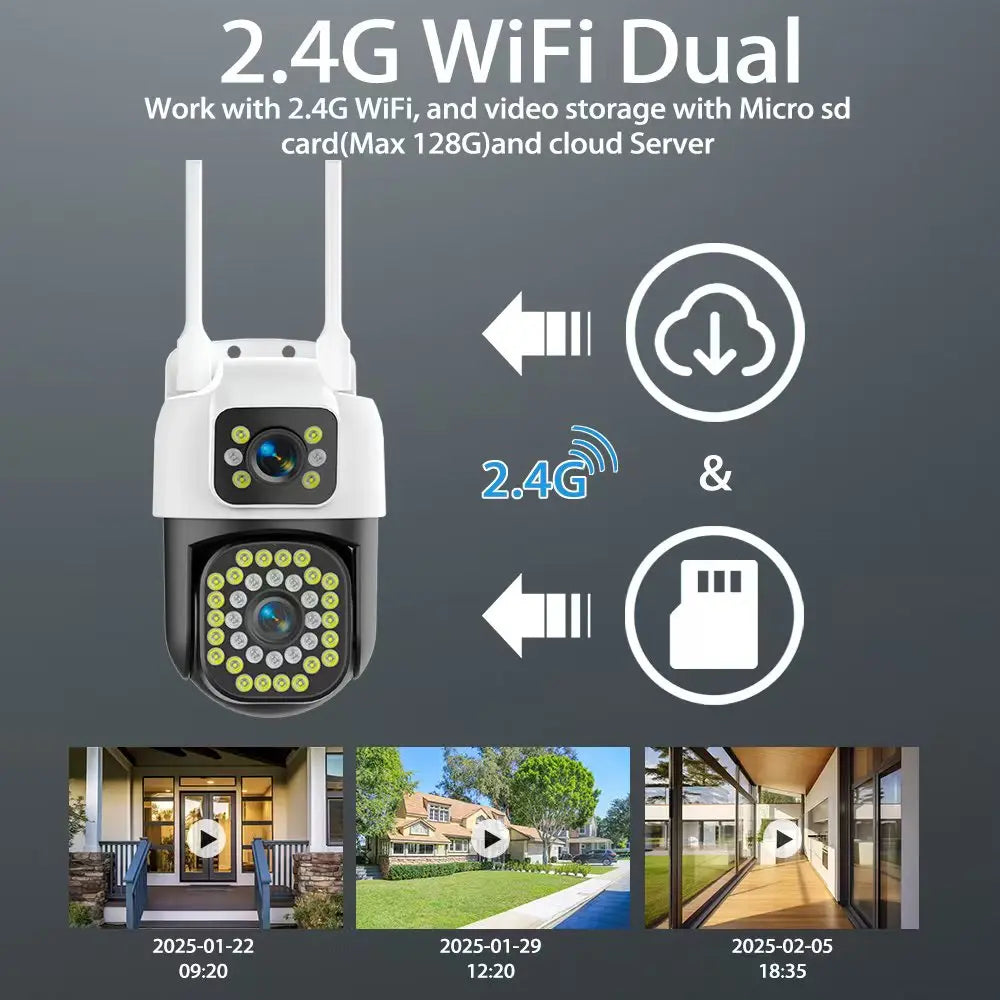 4K 8MP WiFi Surveillance Camera Wifi Outdoor Dual Lens PTZ IP Camera Auto Tracking Audio Video ONVIF Security CCTV Camera YOOSEE TechElect