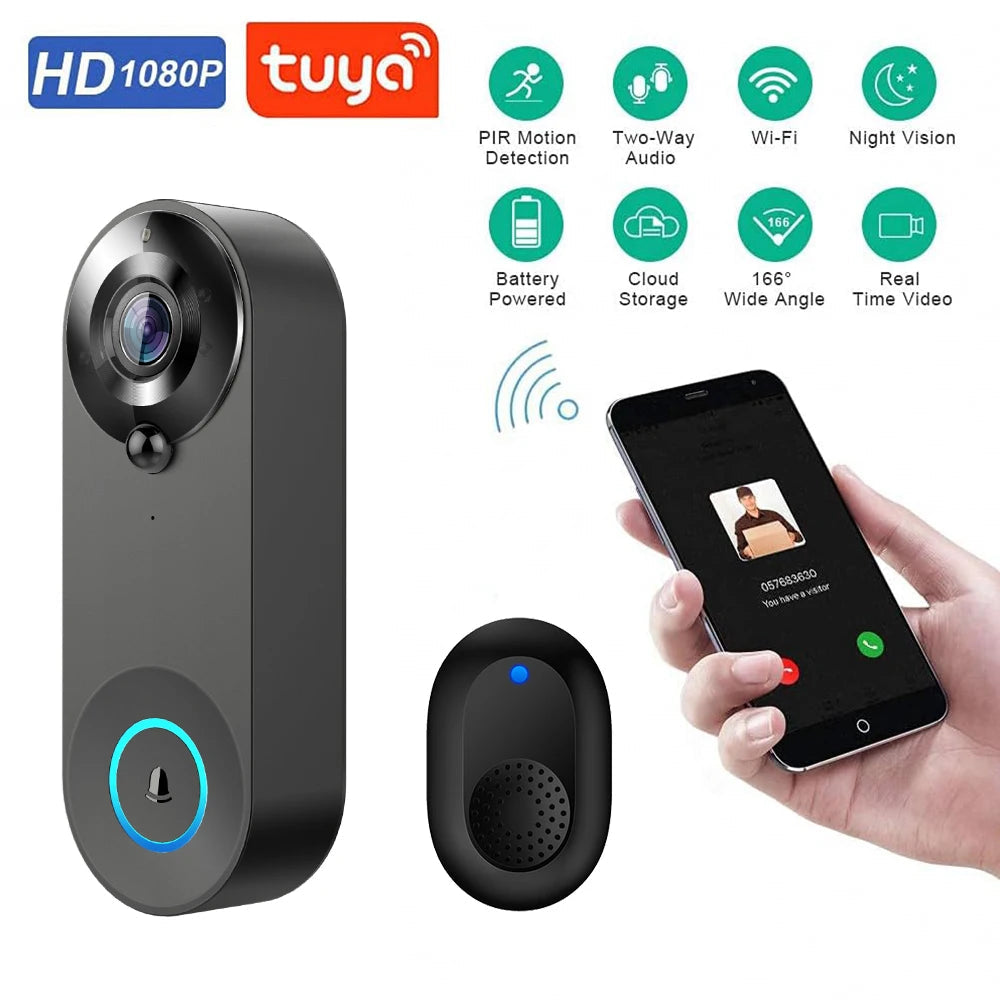 1080P Wireless Video Doorbell Camera WiFi Smart Door Bell Tuya Smart Home Security Motion Detect Night Vision Intercom Doorbell Techelectronicx