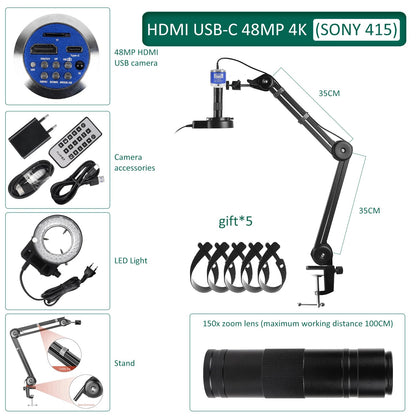 YIZHAN Full HD Digital Microscope Electronic 4K Soldering Microscope HDMI VGA USB 150x Lens Upgraded Reinforced Bracket Original Techelectronicx