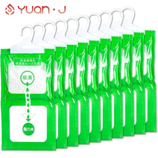 YUANJ 10PCS Moisture Absorber Hanging Drying Clothes Dehumidifier Wardrobe Dehumidifier Dry Bag Indoor Desiccant Eco Friendlya TechElect