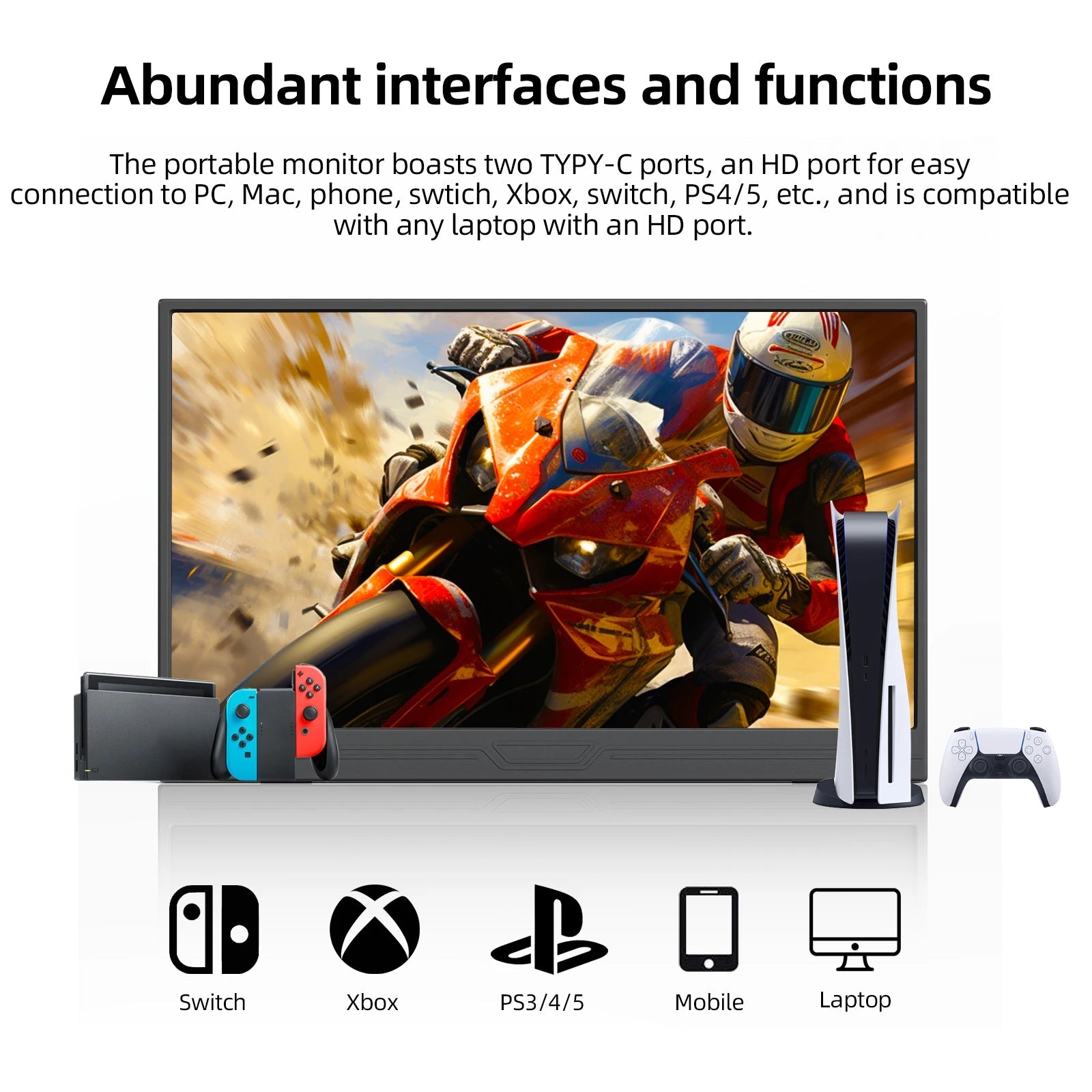 ZSUS 3840*2160 13-inch 4K Portable Monitor 60HZ For Laptop XBox PS4 / 5 Switch TV Box Cell Phone PC Extension Mobile Techelectronicx