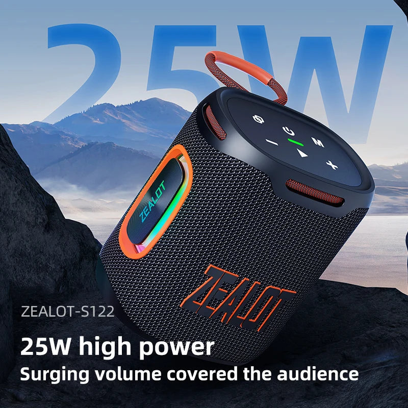 Zealot-S122 Bluetooth Speaker BT5.3 Wireless IPX6 Waterproof Shower Speaker,25W HiFi Stereo Sound,TWS Pairing,20H Music Playtime Techelectronicx