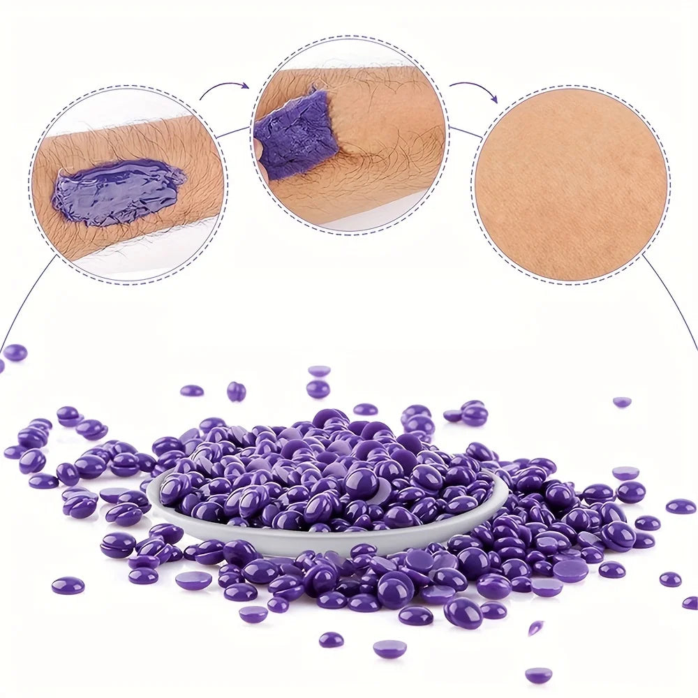 [EU Plug] 200ml Purple Wax Melting Machine + 200g Wax Beans Set, Wax Heating, Wax Hair Removal And Wax Therapy Machine TechElect