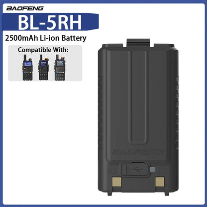 100% Original Baofeng UV-5RH Pro Max Battery GM-5RH Li-ion Battery USB-C Charger BF-K5 Plus UV-5GPlus Walklie Talkie Rechargable Techelectronicx