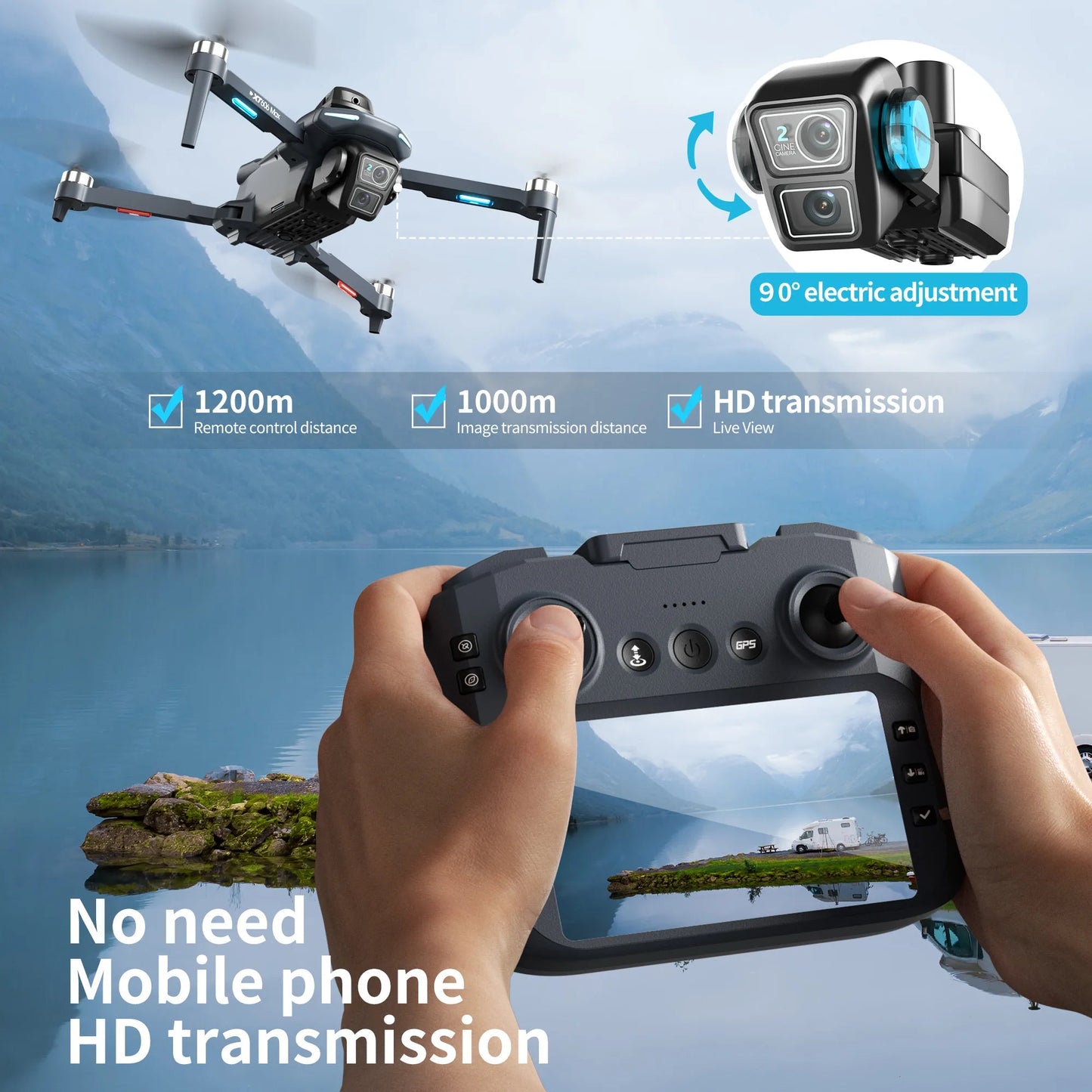 Xiaomi XT606GPS Screen Brushless Aerial Photography Drone 4K HD Dual Camera Brushless Motor 5G WIFI  Remote Control Quadcopter Techelectronicx