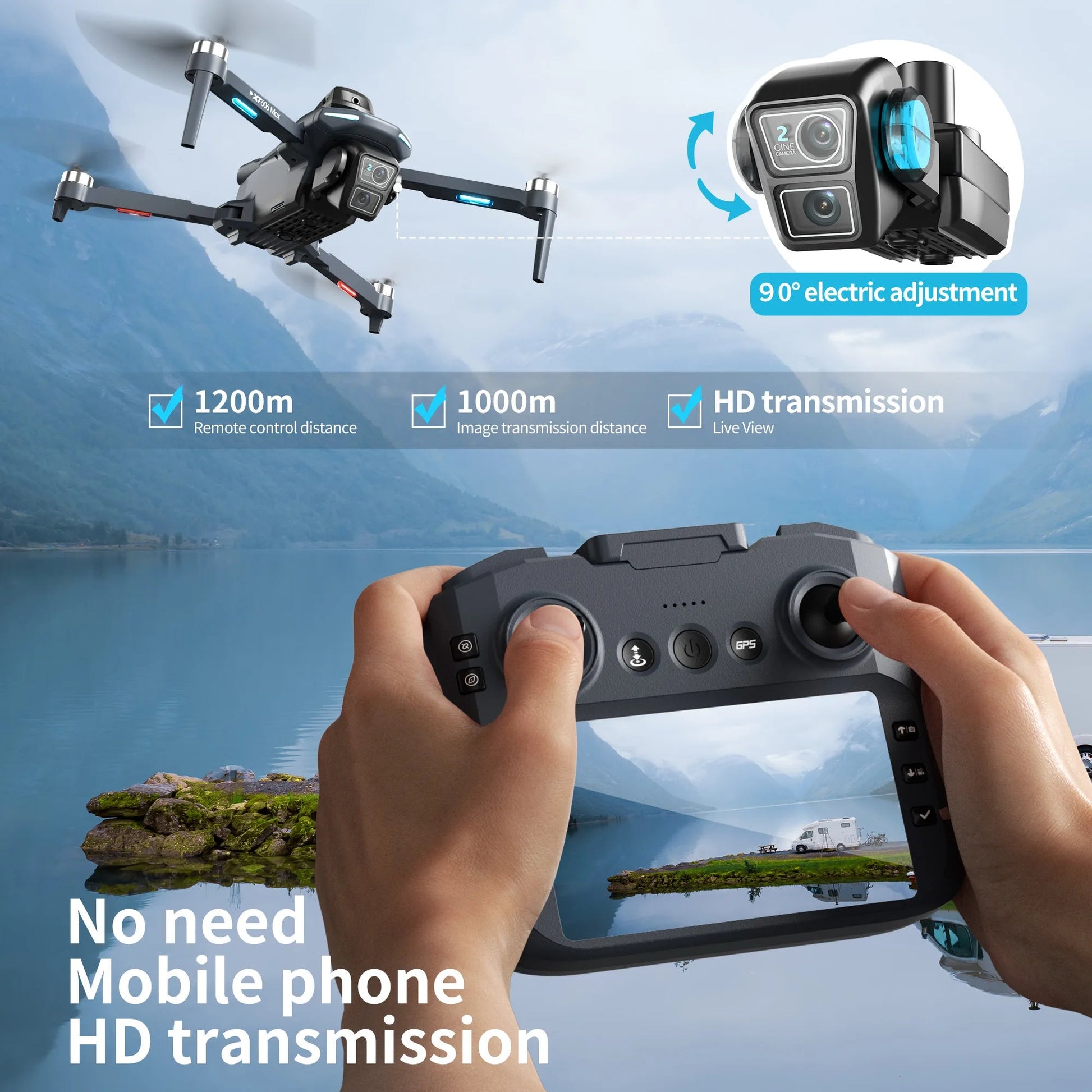 Xiaomi XT606GPS Screen Brushless Aerial Photography Drone 4K HD Dual Camera Brushless Motor 5G WIFI  Remote Control Quadcopter Techelectronicx