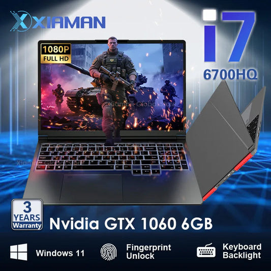 Xiaman 16" Gaming Laptop intel Core i7-6700HQ GTX 1060 Notebook PC IPS 1920*1200 16GB DDR4 1TB SSD Windows 11 Pro Laptop Gamer Techelectronicx