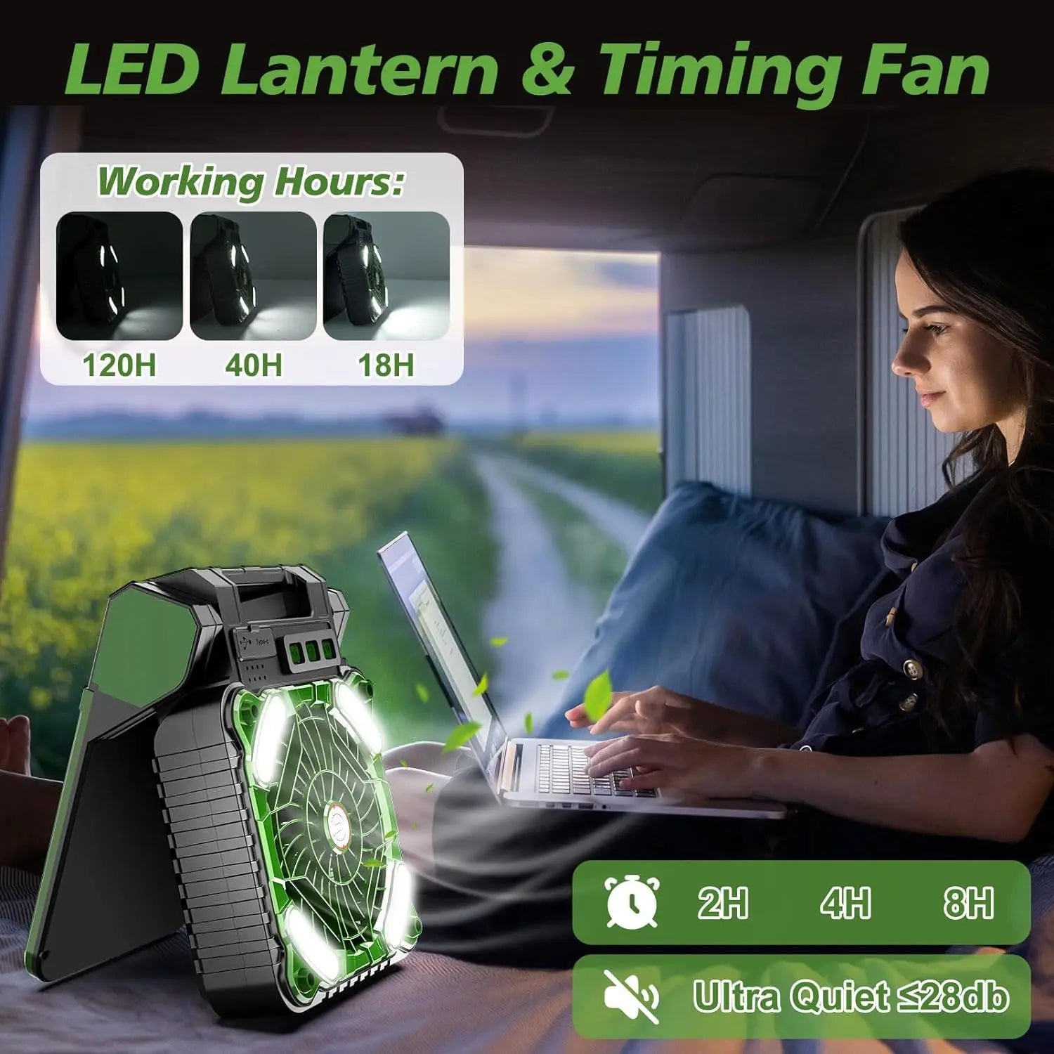 10000mAh Solar Powered Portable Camping LED Lantern With Fan 4 Speeds Powerful Wind Rechargeable Battery Operated 90° Folding Techelectronicx