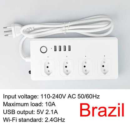 10A/16A Power Strip Tuya Smart Plug Power Strip Extension Cord Smart Home EU Socket Work with Alexa Techelectronicx