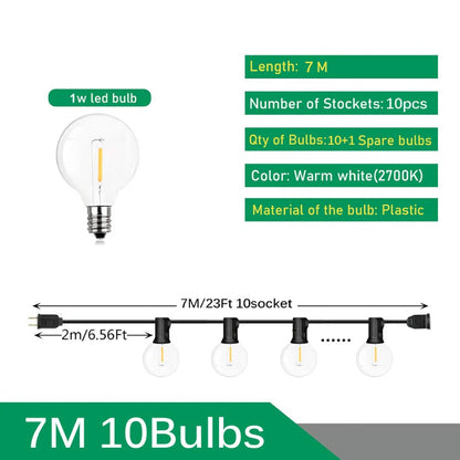 110V/220V Outdoor String Lights LED G40 Festoon Fairy Patio Garland Lamp Wedding Street Camping Garden Party Decoration Lights TechElect