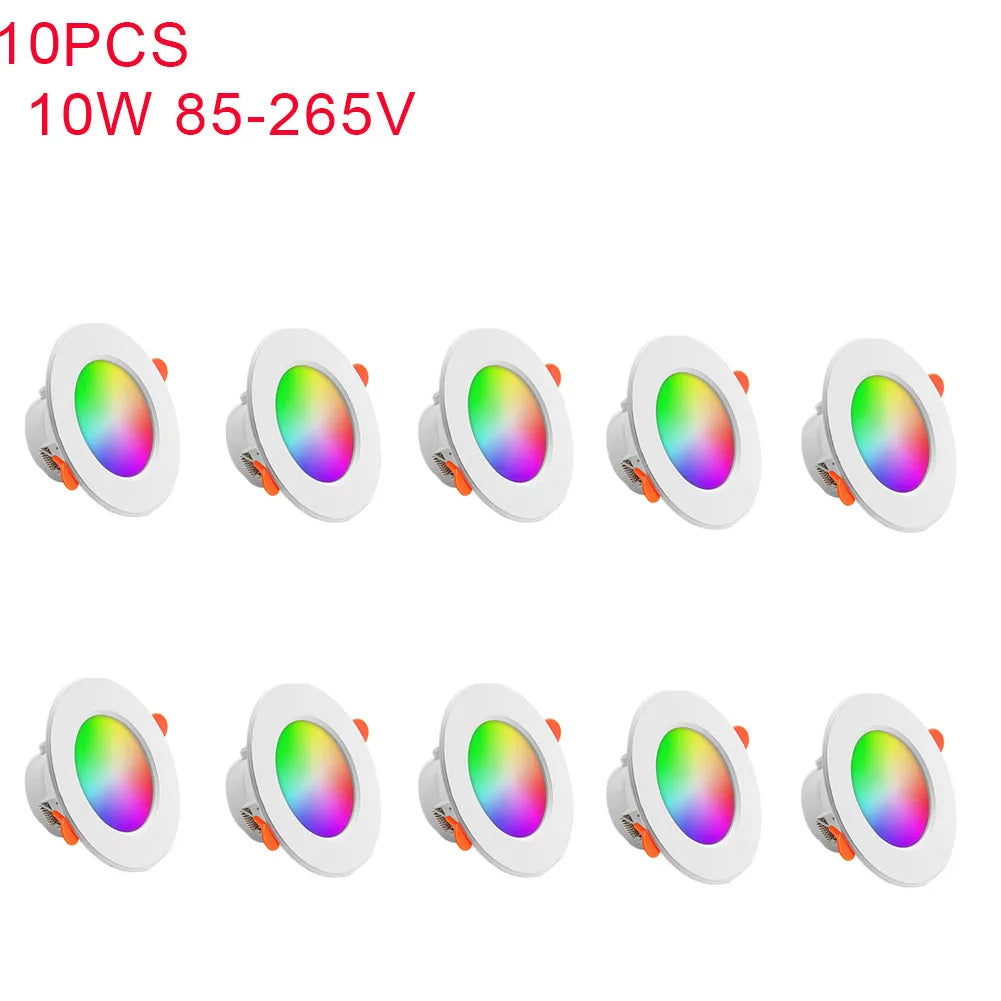 1-10PCS LED Downlight Bluetooth TUYA 110/220V Dimmable Spot Light Recessed Round Light Spot Bluetooth Lamp For Alexa Google Home Techelectronicx