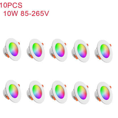 1-10PCS LED Downlight Bluetooth TUYA 110/220V Dimmable Spot Light Recessed Round Light Spot Bluetooth Lamp For Alexa Google Home Techelectronicx