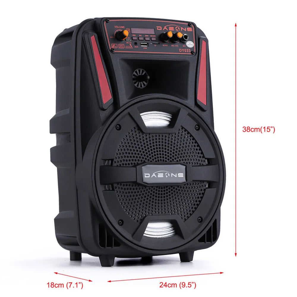 1000W Portable Bluetooth Speaker 8" Subwoofer Heavy Bass Sound System Party With Remote and Mic Led Light DJ karaoke Speaker Techelectronicx