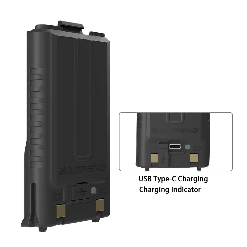100% Original Baofeng UV-5RH Pro Max Battery GM-5RH Li-ion Battery USB-C Charger BF-K5 Plus UV-5GPlus Walklie Talkie Rechargable Techelectronicx