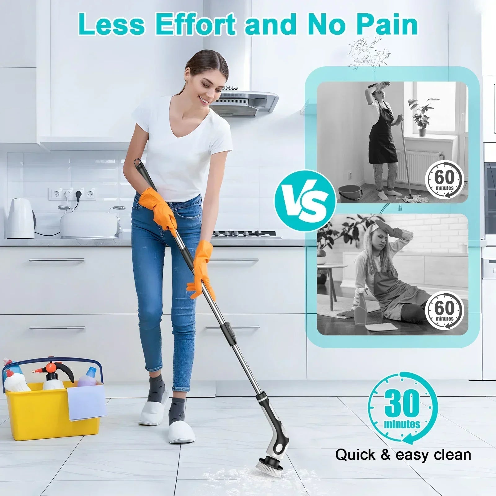 11 in 1 Electric Spin Scrubber Cordless Cleaning Brush with 9 Replaceable Brush Heads for Bathroom Shower Bathtub Glass Car Techelectronicx