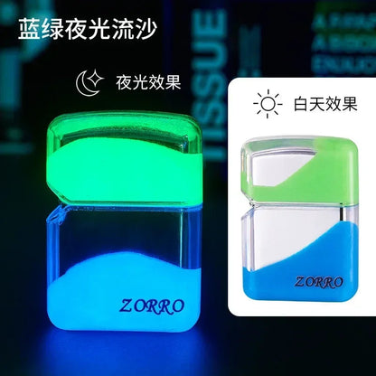 ZORRO Luminous Quicksand Windproof Kerosene Lighter Classic Grinding Wheel Ignite Brilliant Colors Lighters Gadgets Men's Gift Techelectronicx