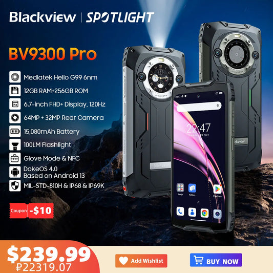 [World Premiere] Blackview BV9300 PRO Rugged Smartphone Helio G99 Android 13 Mobile Phone 8GB 12GB RAM, Dual Display Cellphones Techtronicx