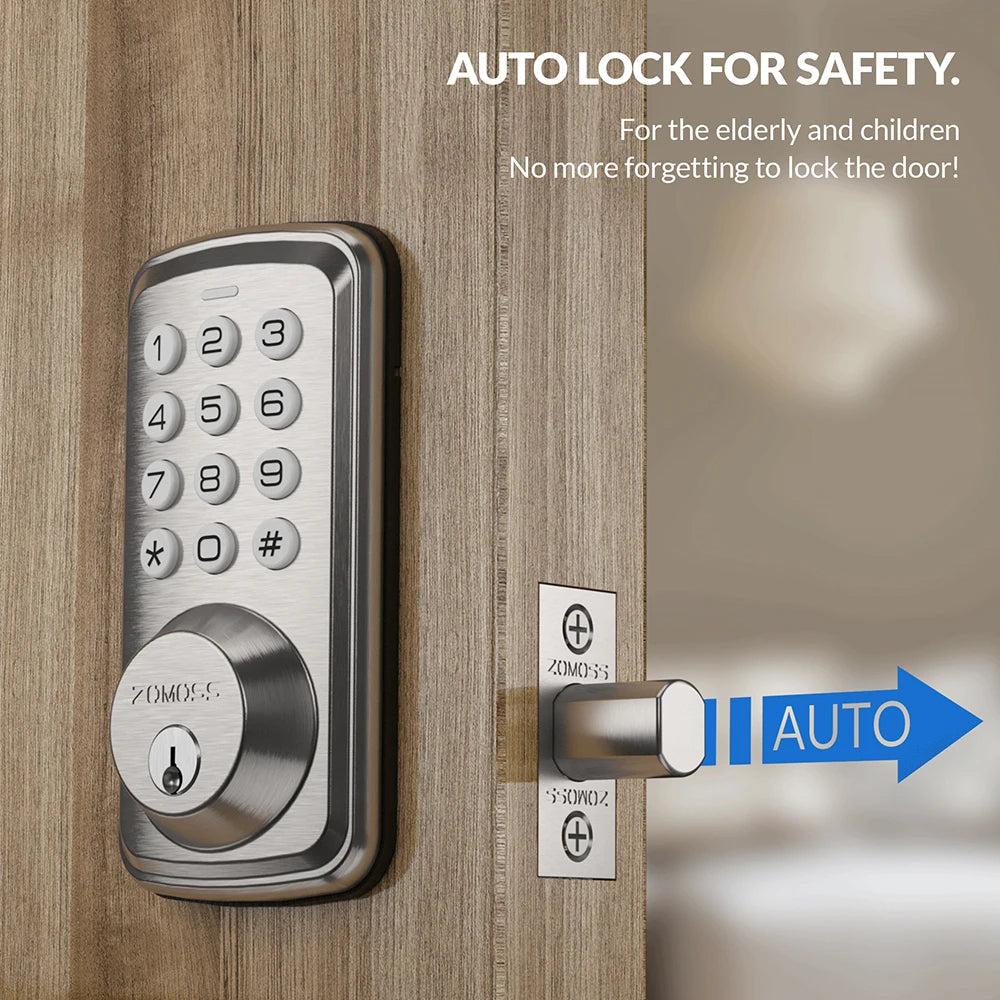 ZOMOSS Smart Keypad Door Lock,Digital Code Keyless Entry With Anti-Peeking Password, Auto Lock, And Easy Installation Techelectronicx