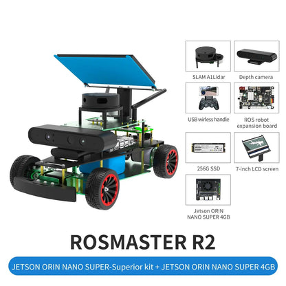 Yahboom ROSMASTER R2 ROS2 Robot Programmable Car Ackerman Structure for Jetson NANO/Orin NX SUPER/Orin NANO SUPER/Raspberry Pi 5 TechElect