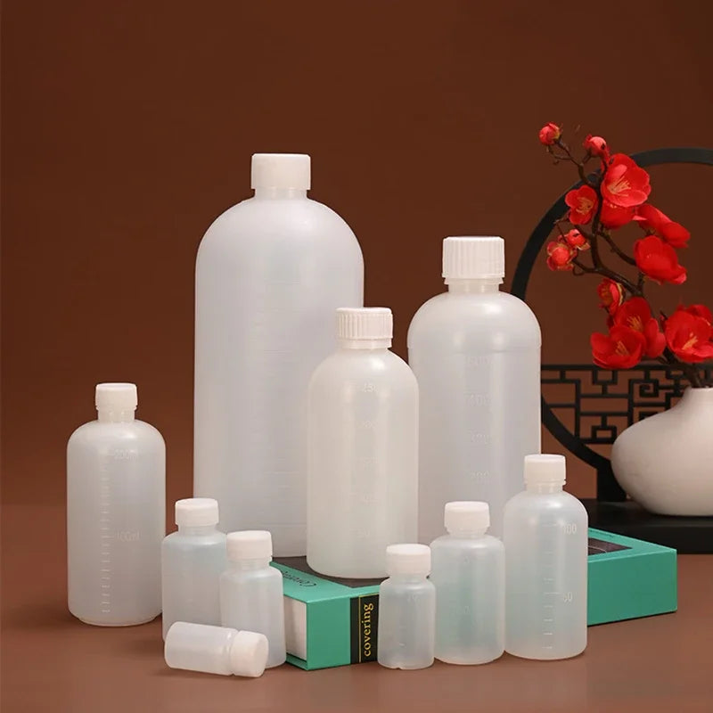10ml 50ml 100ml 200ml Graduated Plastic Water Bottle Scale Semi Transparent Sampling PE Small Mouth Liquid Solvent Packaging Techelectronicx