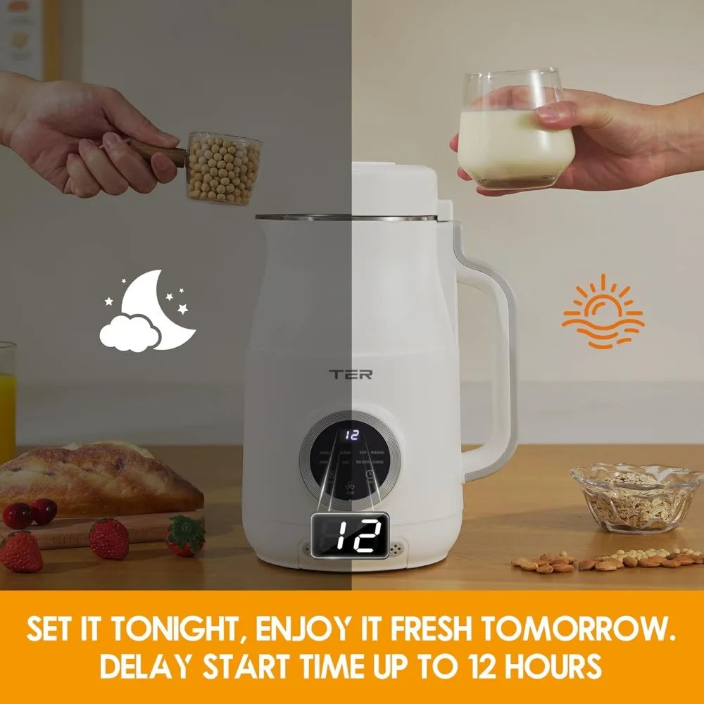 10-in-1 Multifunctional Nut Milk Maker 40oz Electric Blender Machine for Homemade Almond Oat Soy Juice Soup Soybean Milk Maker TechElect