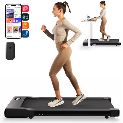 Walking Pad Under Desk Treadmill 2 in 1 Portable Treadmill with Remote Control LED Display 2.5HP Walkingpad for Home&Office TechElect