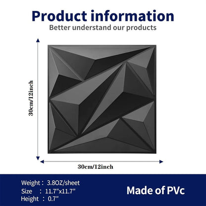 10pcs Diamond Design Decorated 3D Wallpanel, 30cmx30cm Matte White/Black, Diy Home Decoration Wallboard Techelectronicx