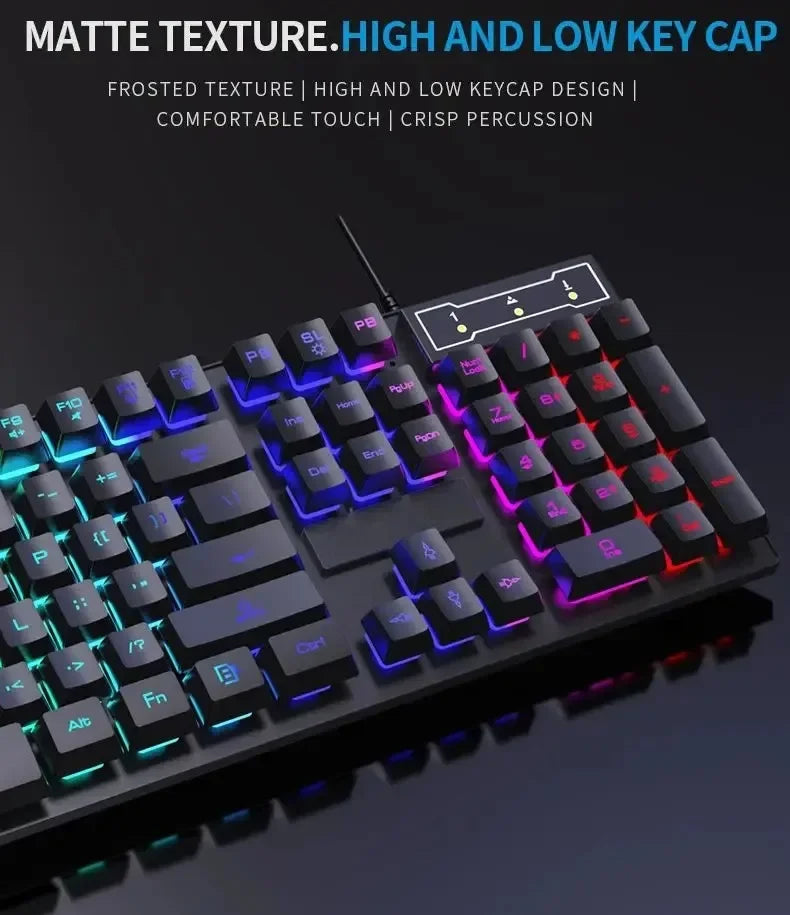 104 key Backlit Mechanical Keyboard Wired Gaming Keyboard waterproof Luminous keyboard And Mouse Set for Gamer PC Laptop Office Techelectronicx