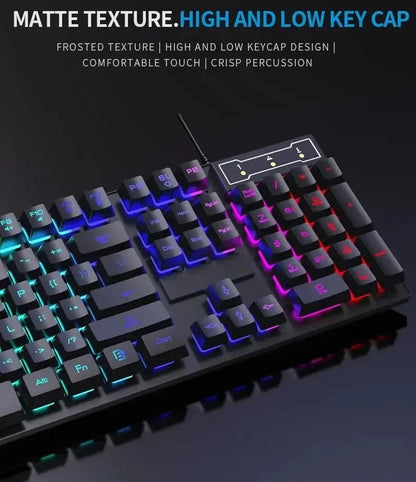 104 key Backlit Mechanical Keyboard Wired Gaming Keyboard waterproof Luminous keyboard And Mouse Set for Gamer PC Laptop Office Techelectronicx