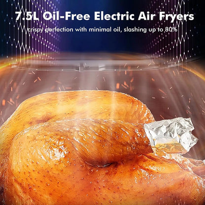 Air Fryer,Smart Compact 7.5L Oil-Free Electric Air Fryers, Timer and Temperature Control, 200°F Digital Airfryer with Flavor-Loc TechElect