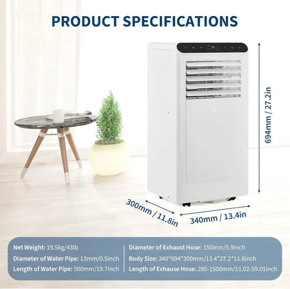 10,000 BTUs Portable Air Conditioners, Portable AC for Room Up to 450 Sq.Ft, 3-IN-1 Quiet AC Unit with Fan & Dehumidifier Techelectronicx