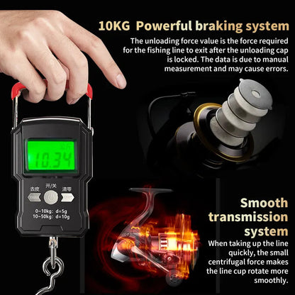 1 Piece Two-Hand Rotating Fishing Reel, He1000-7000 Series, 5.2:1 Gear Ratio, 22.05lb Extraction, Smooth and Sensitive Aluminum Alloy Body, Pa Nylon, Left/Right Hands Can Be Changed, Suitable for Freshwater and Saltwater Techelectronicx