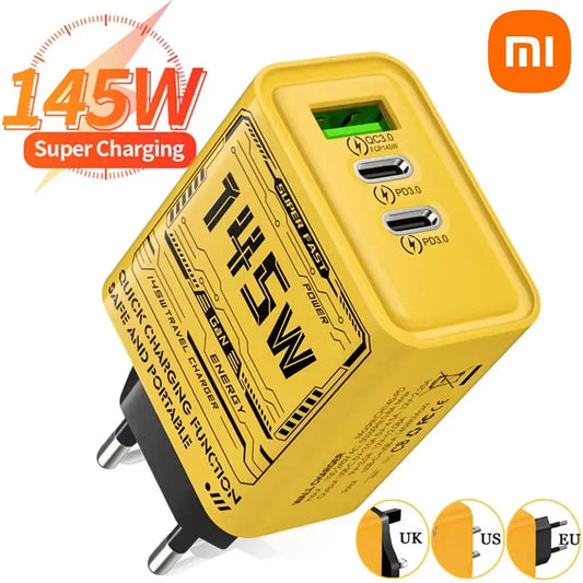 Xiaomi 145W Ultra Fast Charging 3-Ports PD USB Mobile Phones Charger EU/US/UK Plug Wall Adapter For iPhone Samsung Huawei NEW TechElect