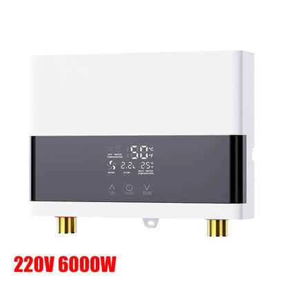 110V/220V Instant Water Heater Bathroom Kitchen Wall Mounted Electric Water Heater with Remote Control LCD Temperature Display Techelectronicx