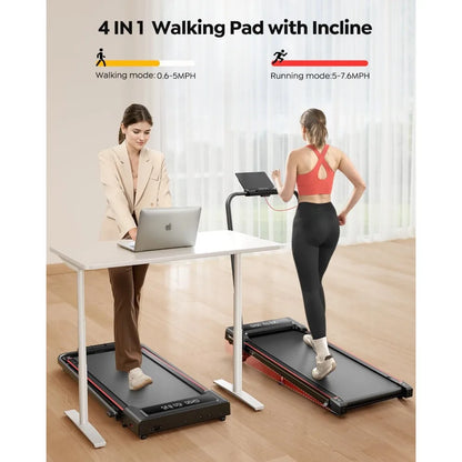 Compact 4-in-1 Folding Treadmill with Adjustable Incline, 2.5HP Motor, Dual Display, and Mute Control for Under Desk Use TechElect