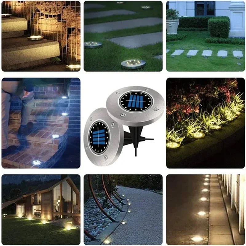 1/4/8Pack Solar Lights Outdoor 8/20LEDs Disk Underground Lamp Spotlight Buried Solar Light for Home Garden Lawn Yard Decoration Techelectronicx