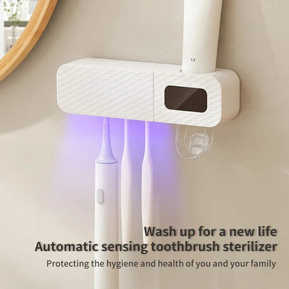 1 smart toothbrush rack wall mounted 3-slot toothbrush intelligent drying rack, toothpaste dispenser, household daily necessitie Techelectronicx