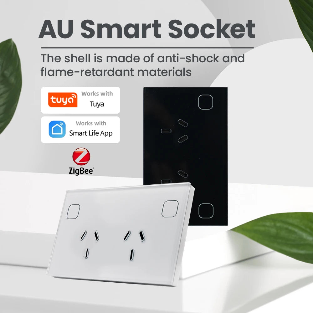 ZigBee Tuya Smart Wall Socket AU NZ ARG Electrical Plug Outlet Power Touch Switch Wireless Remote Contorl By Alexa Google Home Techelectronicx