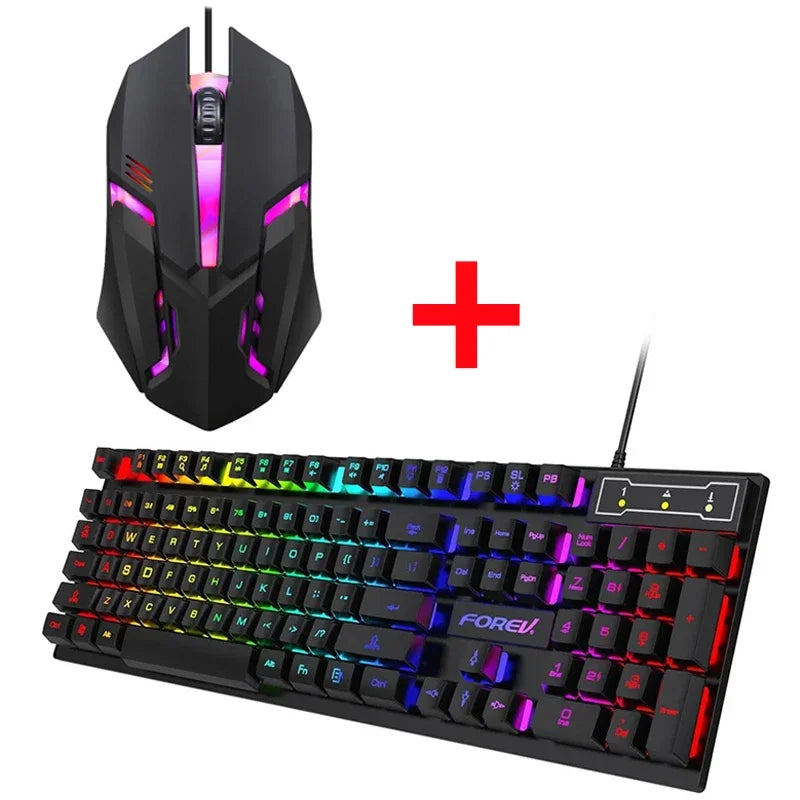 104 key Backlit Mechanical Keyboard Wired Gaming Keyboard waterproof Luminous keyboard And Mouse Set for Gamer PC Laptop Office Techelectronicx
