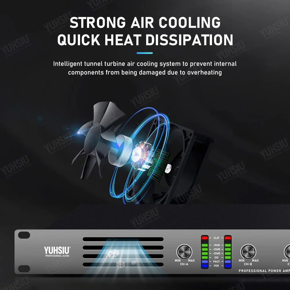 YUHSIU Professional AMP Digital 1U Class D Hifi High Power Amplifier 800W 2/4 Channels For KTV Disco Stage Karaoke Audio Speaker Techelectronicx