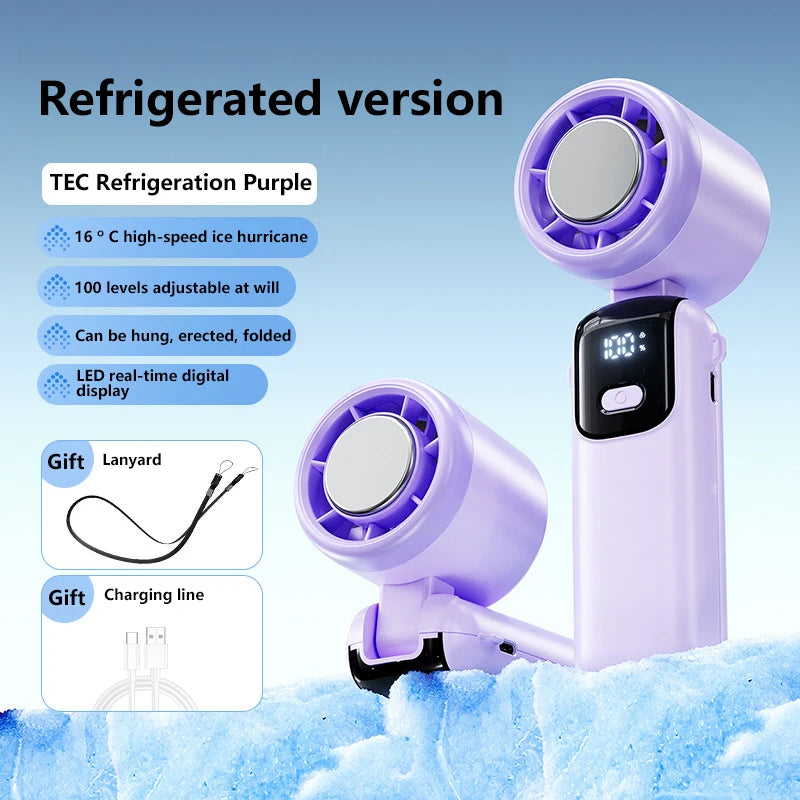 Xiaomi Ice Cooling Handheld Fan 100 Speeds Turbo Portable USB Desk Fan Foldable/Hangable for Outdoor Fast Chill Ice Compress New Techelectronicx