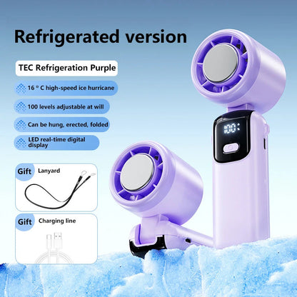 Xiaomi Ice Cooling Handheld Fan 100 Speeds Turbo Portable USB Desk Fan Foldable/Hangable for Outdoor Fast Chill Ice Compress New Techelectronicx