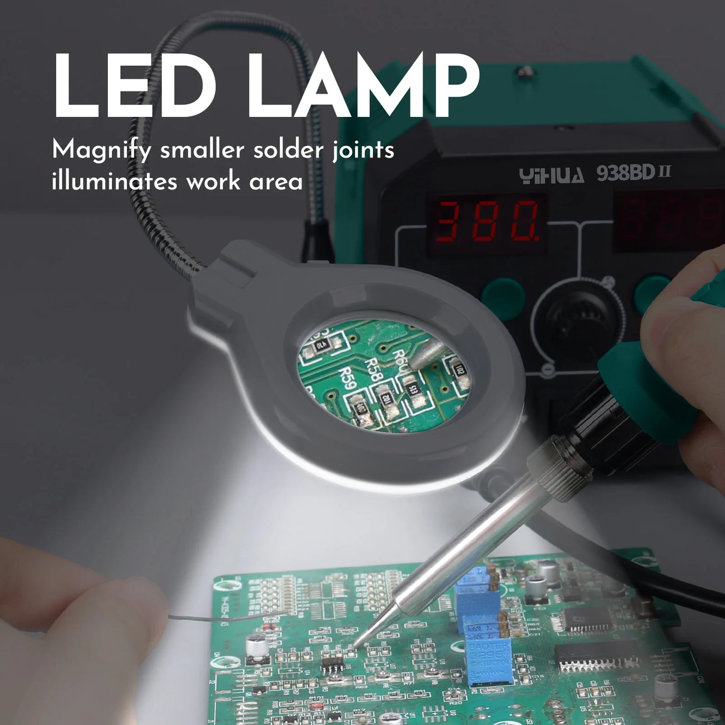 YIHUA 938BD-II 740W Hot Air Gun BGA Rework Station SMD Soldering Iron Desoldering Station LED Lamp Digtal Display Welding Tool TechElect