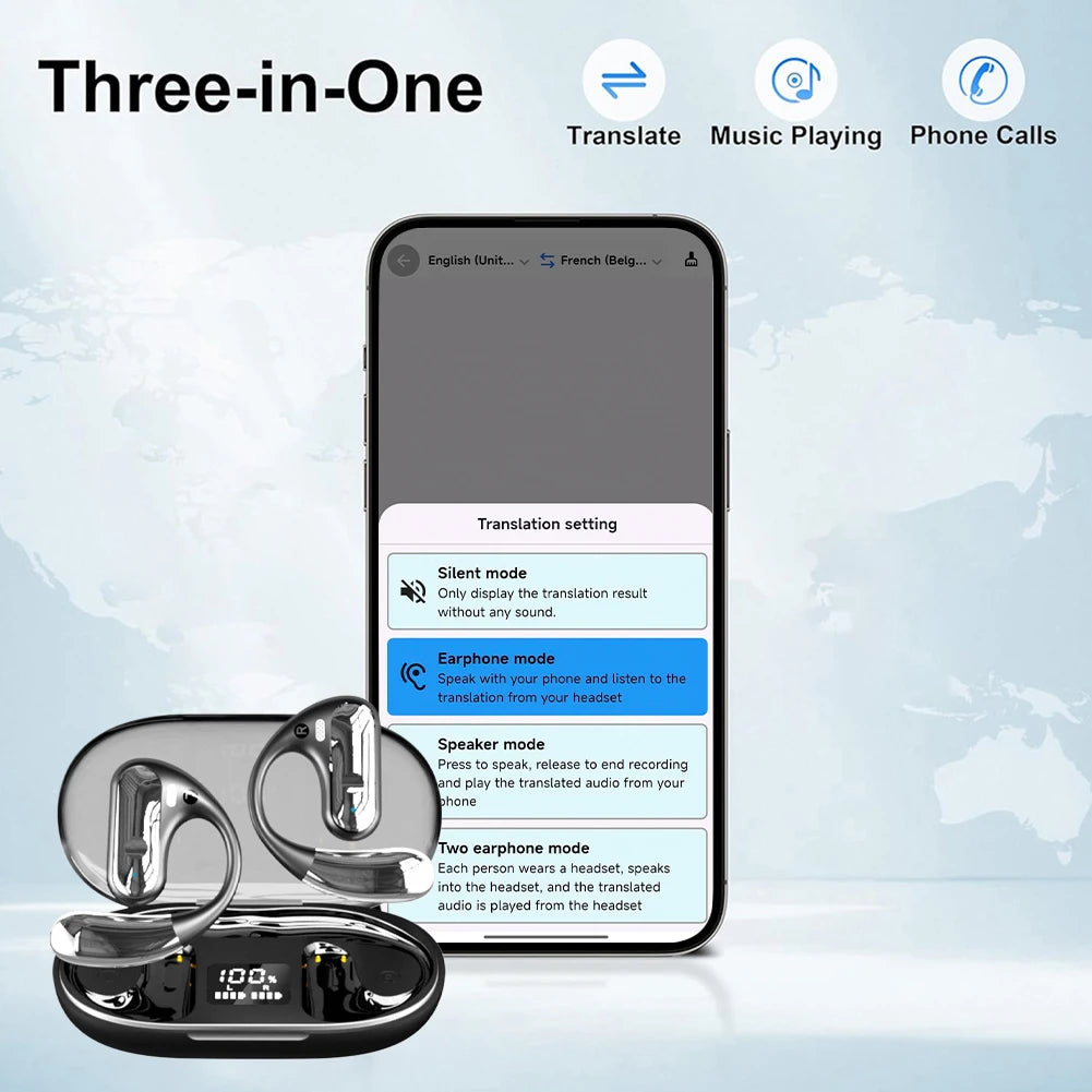 144 Languages AI Translator Earbuds Bluetooth-Compatible 5.3 Real-Time Translation Earphones Noise Cancelling Wireless Earphone TechElect