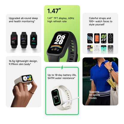Xiaomi Mi Band 9 Active Global Version Smart Bracelet 9 Color 1.47" TFT Display 50+ Sport Modes Blood Oxygen Monitor Wristband Techelectronicx