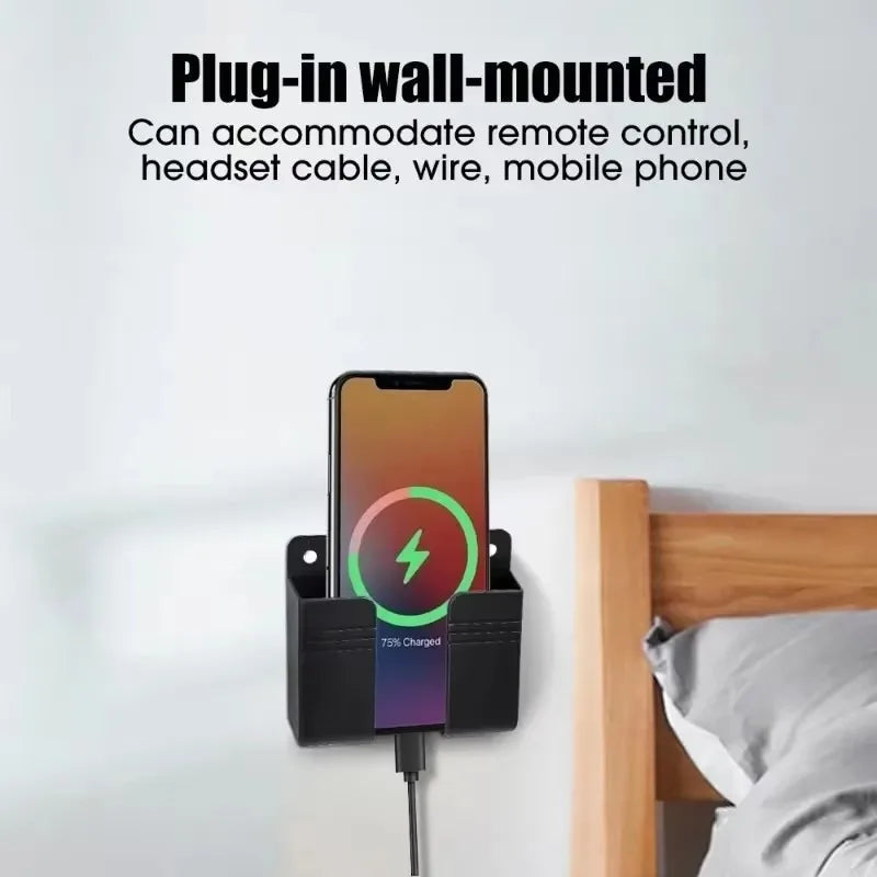 4-1PCS Multifunction Mobile Phone Holder Wall Mounted Storage Box Punch Free Mobile Phone Charging Dock Stand Organizer Brackets Techelectronicx