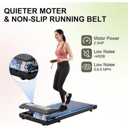 Walking Pad, Smart Under Desk Treadmill for Home Office, No-Assembly Treadmills with Remote Control, 2.5 HP, 300 lbs Capacity TechElect