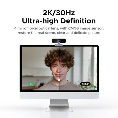 【RU】 UGREEN 2K Web cam with Microphone, Full HD 2K, Auto Light Correction, Video Webcam for Streaming Techtronicx